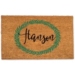 Doormats-Kirkland's Home Personalized Leaf Wreath Coir Doormat Tan/Black/Green