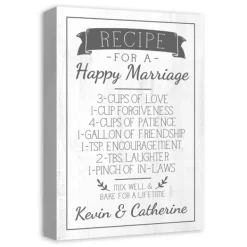 Wall Quotes & Signs-Kirkland's Home Personalized Marriage Recipe Canvas Wall Plaque White/Gray
