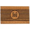 Doormats-Kirkland's Home Personalized Monogram Black Stripes Doormat Brown/Black