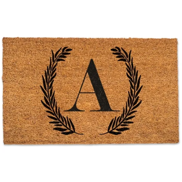 Doormats-Kirkland's Home Personalized Monogram Laurel Doormat Brown/Black