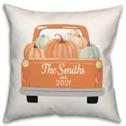 Pillows-Kirkland's Home Personalized Orange Pumpkin Truck Pillow Ivory/Orange