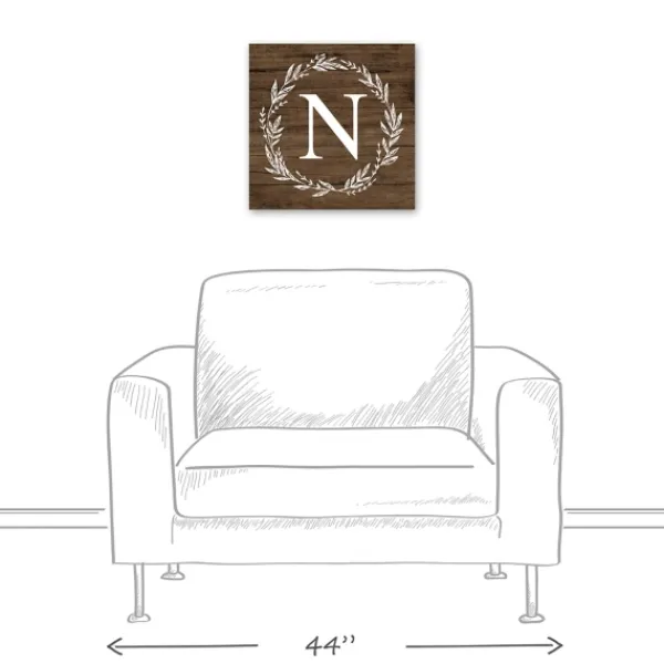 Monogram Wall Decor-Kirkland's Home Personalized Shiplap Wreath Canvas Wall Plaque Brown/White
