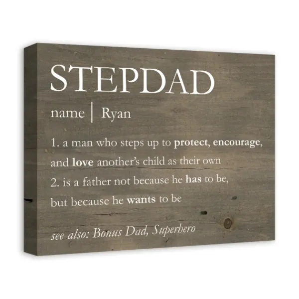 Wall Quotes & Signs-Kirkland's Home Personalized Stepdad Definition Canvas Wall Plaque Brown/White