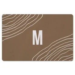 Kitchen & Floor Mats-Kirkland's Home Personalized Taupe Monogram Wavy Lines Floor Mat Tan