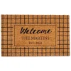 Doormats-Kirkland's Home Personalized Welcome Windowpane Coir Doormat Tan/Black