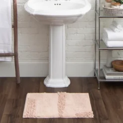 Bathroom Rugs-Kirkland's Home Petal Blush Asymmetrical Cotton Bath Mat, 24 In. Pink