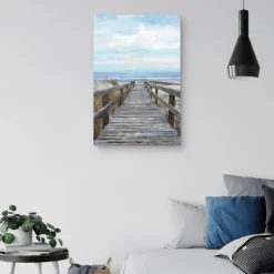Canvas Art-Kirkland's Home Pier Pressure Canvas Art Print Blue/White
