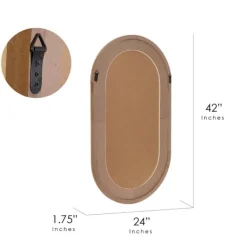 Decorative Mirrors-Kirkland's Home Pill Capsule Oval Shaped Wood Wall Mirror