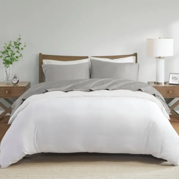 Bed Sheets-Kirkland's Home Pima Cotton Sateen 4-Pc. King Sheet Set Gray