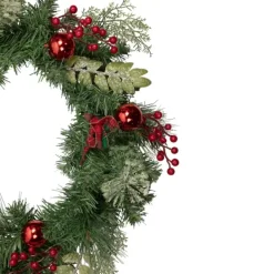 Wreaths-Kirkland's Home Pine And Berry Christmas Wreath, 24 In. Green/Red