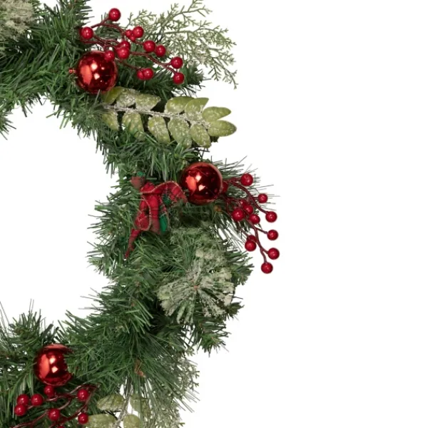 Wreaths-Kirkland's Home Pine And Berry Christmas Wreath, 24 In. Green/Red