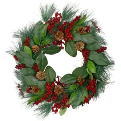 Wreaths-Kirkland's Home Pine Needles And Berries Wreath Green/Red