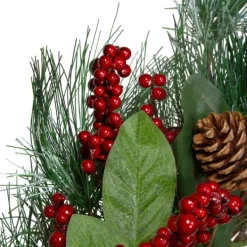 Wreaths-Kirkland's Home Pine Needles And Berries Wreath Green/Red