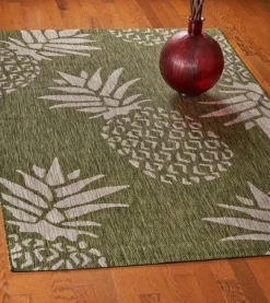 Outdoor Rugs-Kirkland's Home Pineapple Indoor/Outdoor Area Rug, 5X7 Green