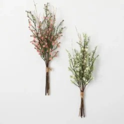 Stems & Bouquets-Kirkland's Home Pink And White Wax Flower Bundles, Set Of 2 Green/Pink/White