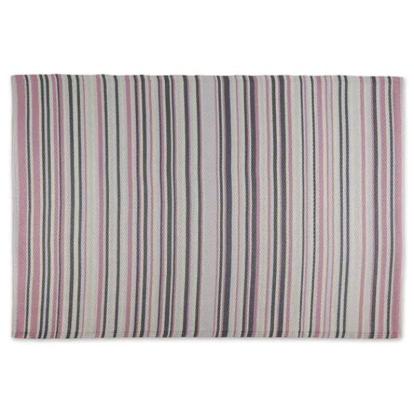 Outdoor Rugs-Kirkland's Home Pink Barcode Stripe Outdoor Area Rug, 4X6 Pink/White