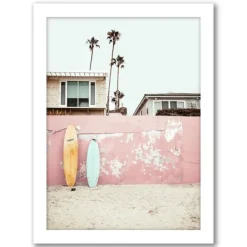Framed Art-Kirkland's Home Pink Beach Photography Framed Art Prints, Set Of 6 Pink/Green
