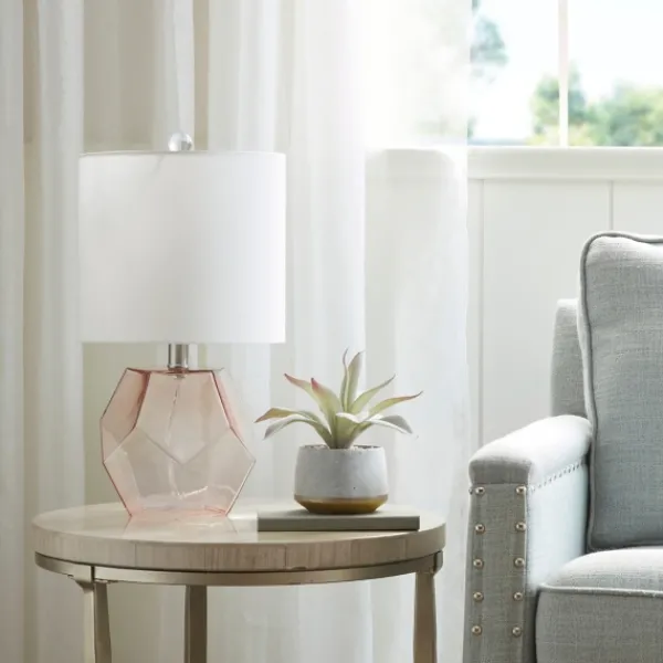 Table Lamps-Kirkland's Home Pink Glass Stella Table Lamp White