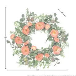 Wreaths-Kirkland's Home Pink Poppy And Pod Wreath Pink/Green