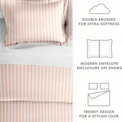 Duvets-Kirkland's Home Pink Rugged Stripe 2-Pc. Twin Duvet Cover Set Pink/White