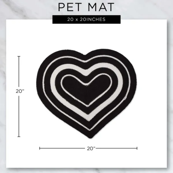 Kitchen & Floor Mats-Kirkland's Home Pink Striped Heart Pet Bowl Mat Pink/White