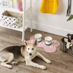 Kitchen & Floor Mats-Kirkland's Home Pink Woof Bone Pet Bowl Mat Pink/White