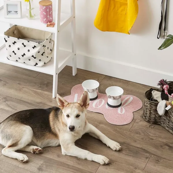 Kitchen & Floor Mats-Kirkland's Home Pink Woof Bone Pet Bowl Mat Pink/White