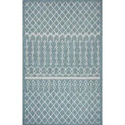 Outdoor Rugs-Kirkland's Home Placid Portico Sun Shower Outdoor Area Rug, 7X9 Blue/Ivory
