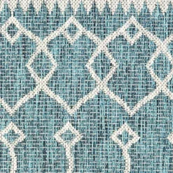Outdoor Rugs-Kirkland's Home Placid Portico Sun Shower Outdoor Area Rug, 7X9 Blue/Ivory
