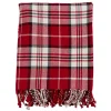 Blankets & Throws-Kirkland's Home Plaid Cotton Throw With Tassels Red