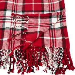 Blankets & Throws-Kirkland's Home Plaid Cotton Throw With Tassels Red