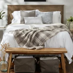 Blankets & Throws-Kirkland's Home Plaid Plush Throw Gray