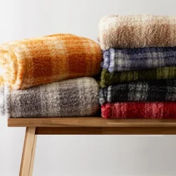 Blankets & Throws-Kirkland's Home Plaid Plush Throw Gray