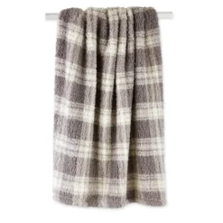 Blankets & Throws-Kirkland's Home Plaid Plush Throw Gray