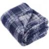 Blankets & Throws-Kirkland's Home Plaid Plush Throw Blue