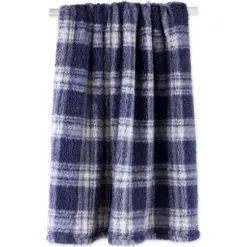 Blankets & Throws-Kirkland's Home Plaid Plush Throw Blue