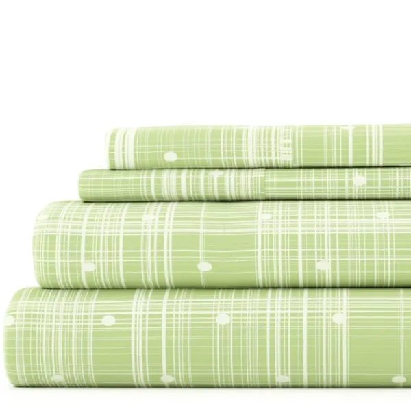 Bed Sheets-Kirkland's Home Plaid Polka Dot 3-Pc. Twin Sheet Set Green