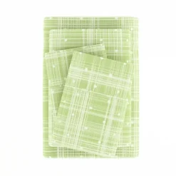 Bed Sheets-Kirkland's Home Plaid Polka Dot 3-Pc. Twin Sheet Set Green