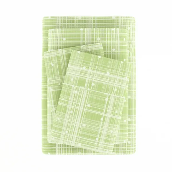 Bed Sheets-Kirkland's Home Plaid Polka Dot 3-Pc. Twin Sheet Set Green