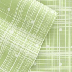 Bed Sheets-Kirkland's Home Plaid Polka Dot 3-Pc. Twin Sheet Set Green