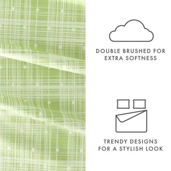 Bed Sheets-Kirkland's Home Plaid Polka Dot 3-Pc. Twin Sheet Set Green