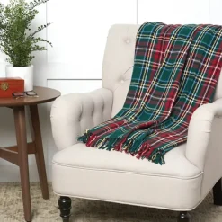 Blankets & Throws-Kirkland's Home Plaid Red Green Black Yellow Throw Blanket Multi