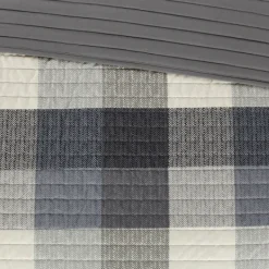 Bedspreads & Coverlets-Kirkland's Home Plaid Reversible 6-Pc. Full/Queen Coverlet Set Gray/White