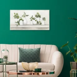 Framed Art-Kirkland's Home Plant Shelf Life Framed Canvas Art Print White/Ivory/Green
