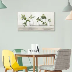 Framed Art-Kirkland's Home Plant Shelf Life Framed Canvas Art Print White/Ivory/Green