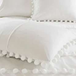 Comforters-Kirkland's Home Pom Pom California King 3-Pc. Comforter Set White