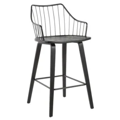 Bar Stools & Counter Height Stools-Kirkland's Home Poplar Wood Swivel Counter Stool Black