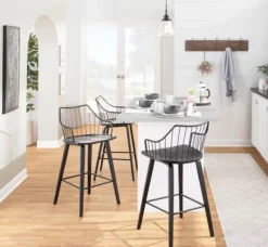 Bar Stools & Counter Height Stools-Kirkland's Home Poplar Wood Swivel Counter Stool Black