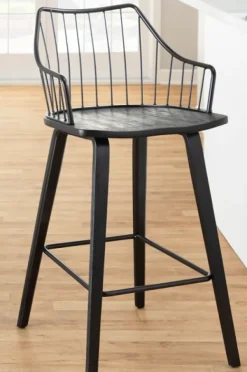 Bar Stools & Counter Height Stools-Kirkland's Home Poplar Wood Swivel Counter Stool Black