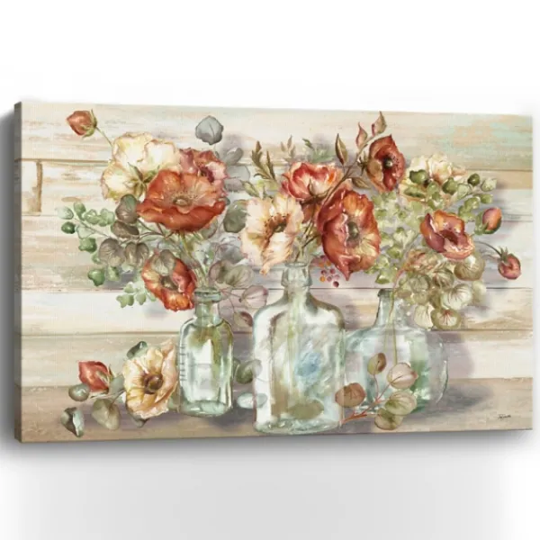 Canvas Art-Kirkland's Home Poppies And Eucalyptus Canvas Art Print, 60X40 In. Tan